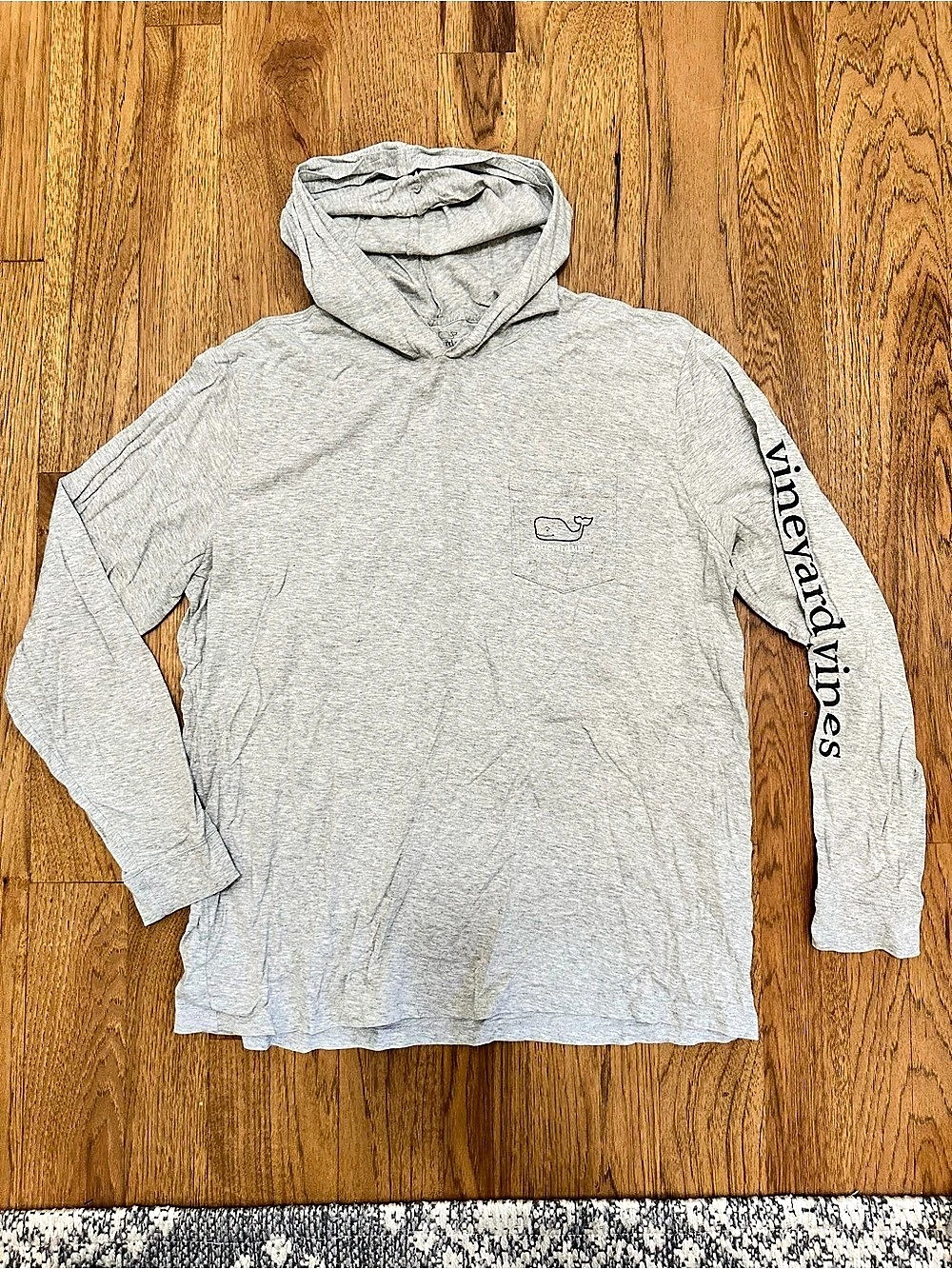 Vineyard Vines Whale Long-Sleeve Hoodie T-Shirt Gray XL Excellent